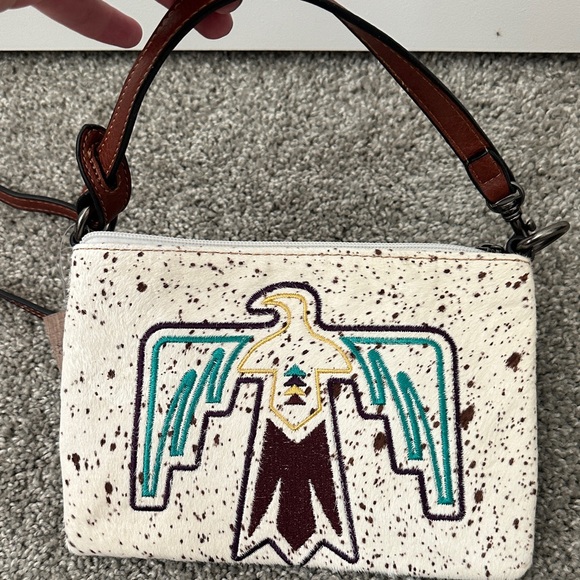 NWT Justin Boots Cream and Brown Crossbody/Shoulder Bag with Southwestern Flair - Picture 4 of 4